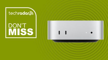 Mac mini M4 on a green background